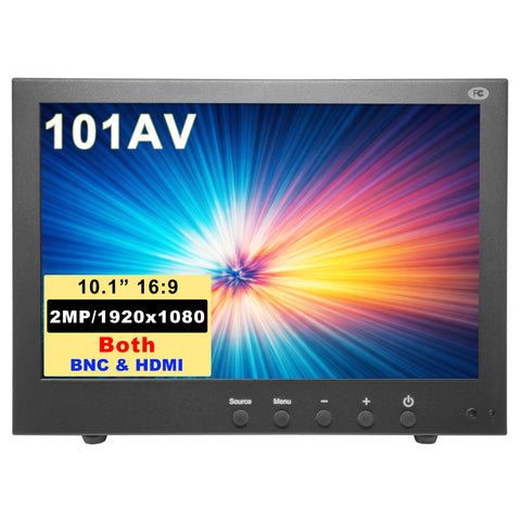 [NEW] [MT-101HD-2MP] 101AV Professional Security Monitor, 10.1” LED Display, HDMI, 2 Analog HD BNC in/Out, 2MP/1920x1080P/Full HD & CVBS, Sturdy Metal Housing & Versatile Mounting Bracket, Perfect for RV/Camper/Marine
