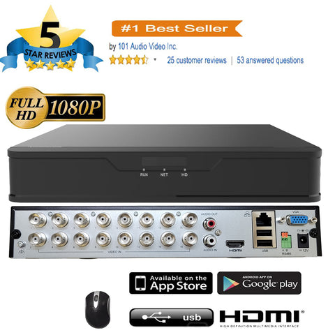 New [UND-16] 16CH Hybrid H.265/H.264 5in1 (TVI, AHD, CVI, Analog CVBS and IP) HD DVR w/ HDMI VGA Output Mobile-APP, 24/7  Motion Real Time Recording